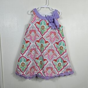 Counting Daisies Girl Purple Red Paisley Damask Crochet Trim Sleeveless Dress 6X